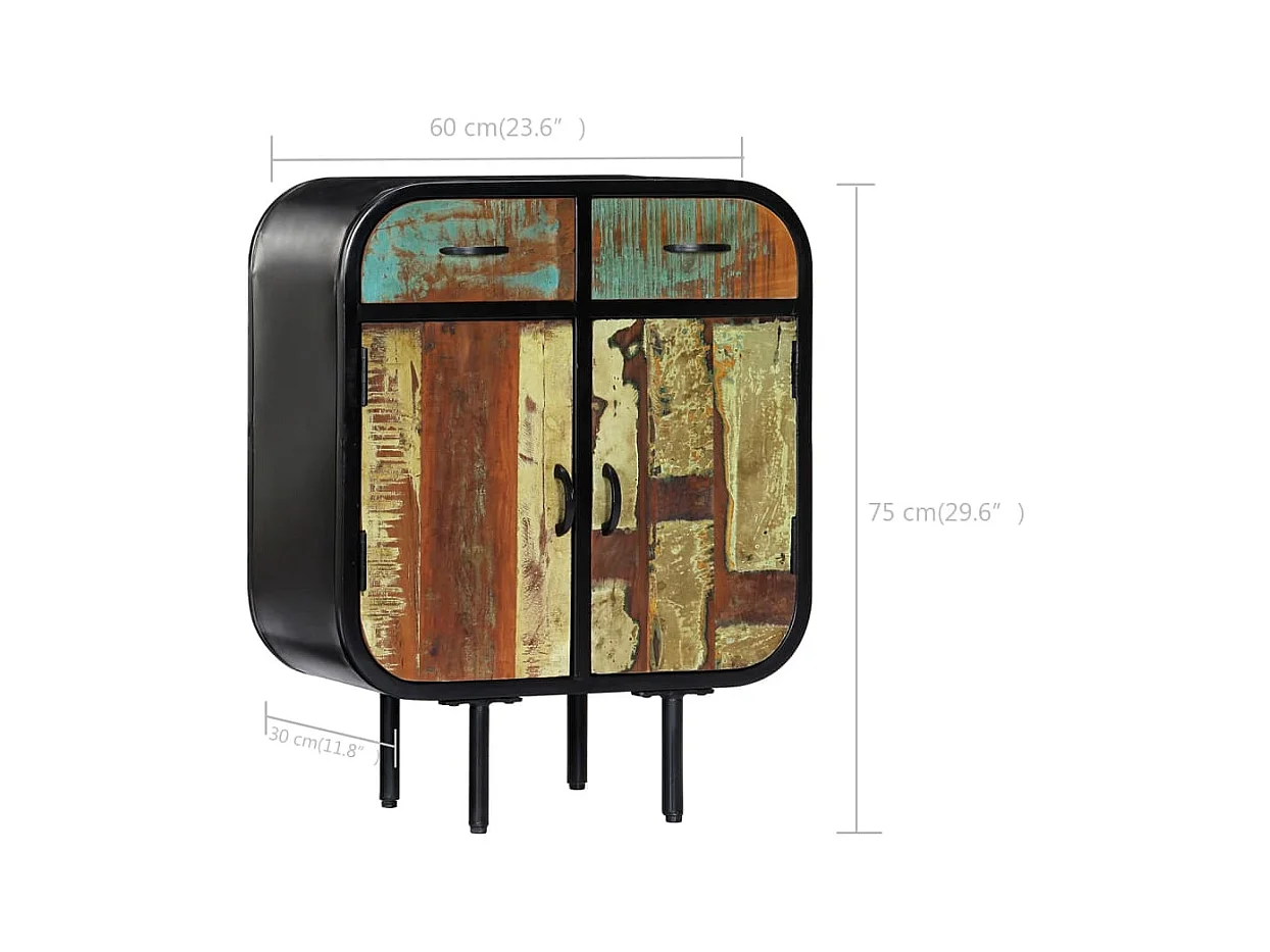 Aparador buffet cómoda mueble unidad de almacenamiento organizador cocina salón salón 60 x 30 x 75 cm madera maciza reciclada multicolor 02_0029602