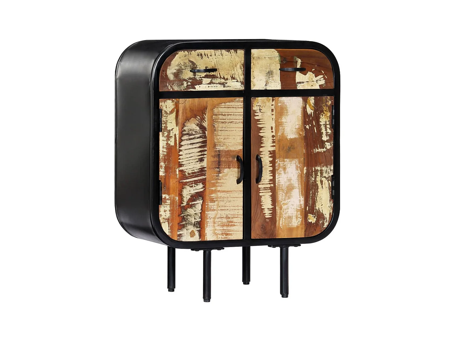 Aparador buffet cómoda mueble unidad de almacenamiento organizador cocina salón salón 60 x 30 x 75 cm madera maciza reciclada multicolor 02_0029602