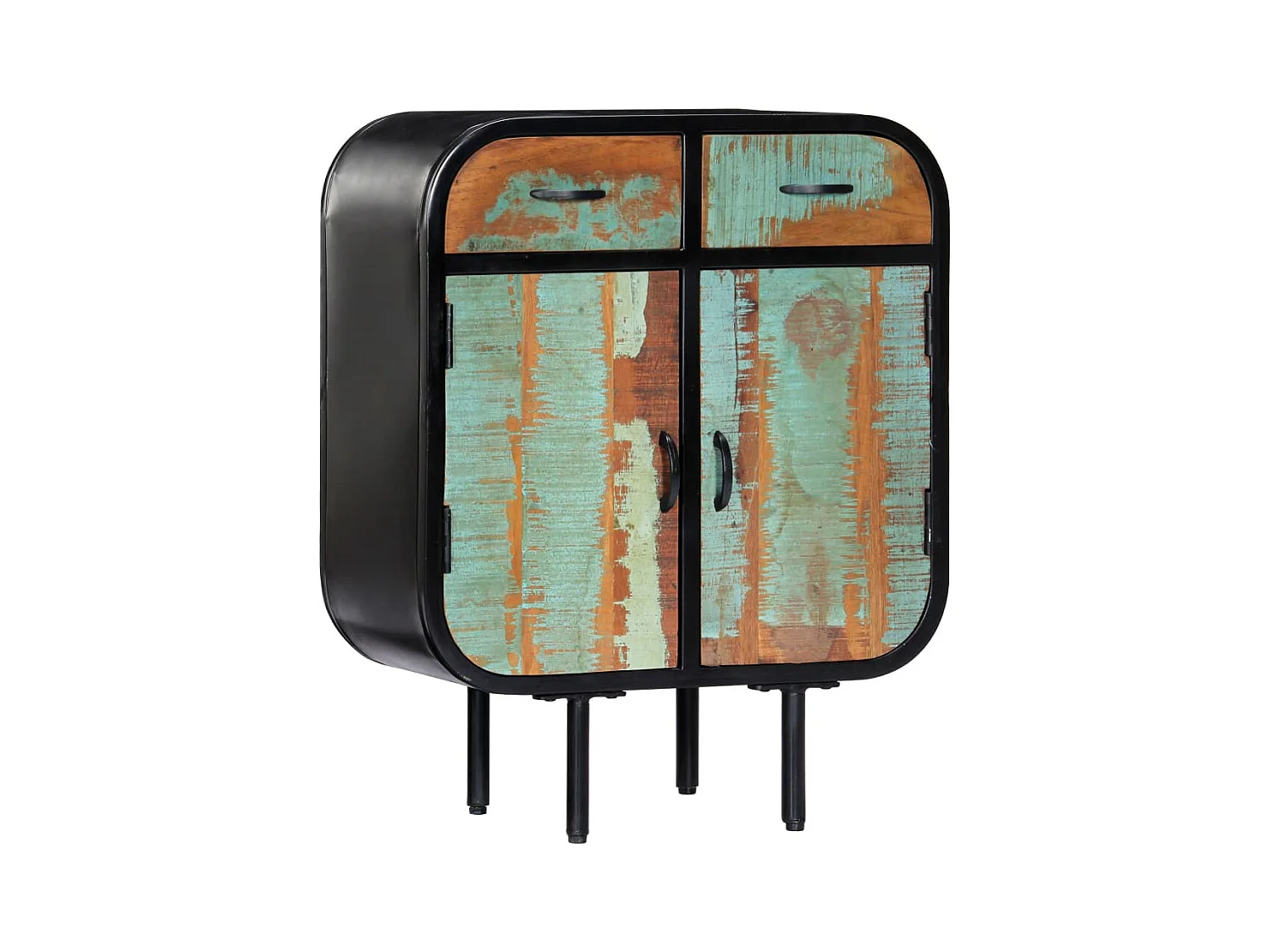 Aparador buffet cómoda mueble unidad de almacenamiento organizador cocina salón salón 60 x 30 x 75 cm madera maciza reciclada multicolor 02_0029602