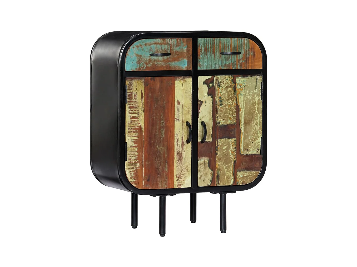 Aparador buffet cómoda mueble unidad de almacenamiento organizador cocina salón salón 60 x 30 x 75 cm madera maciza reciclada multicolor 02_0029602