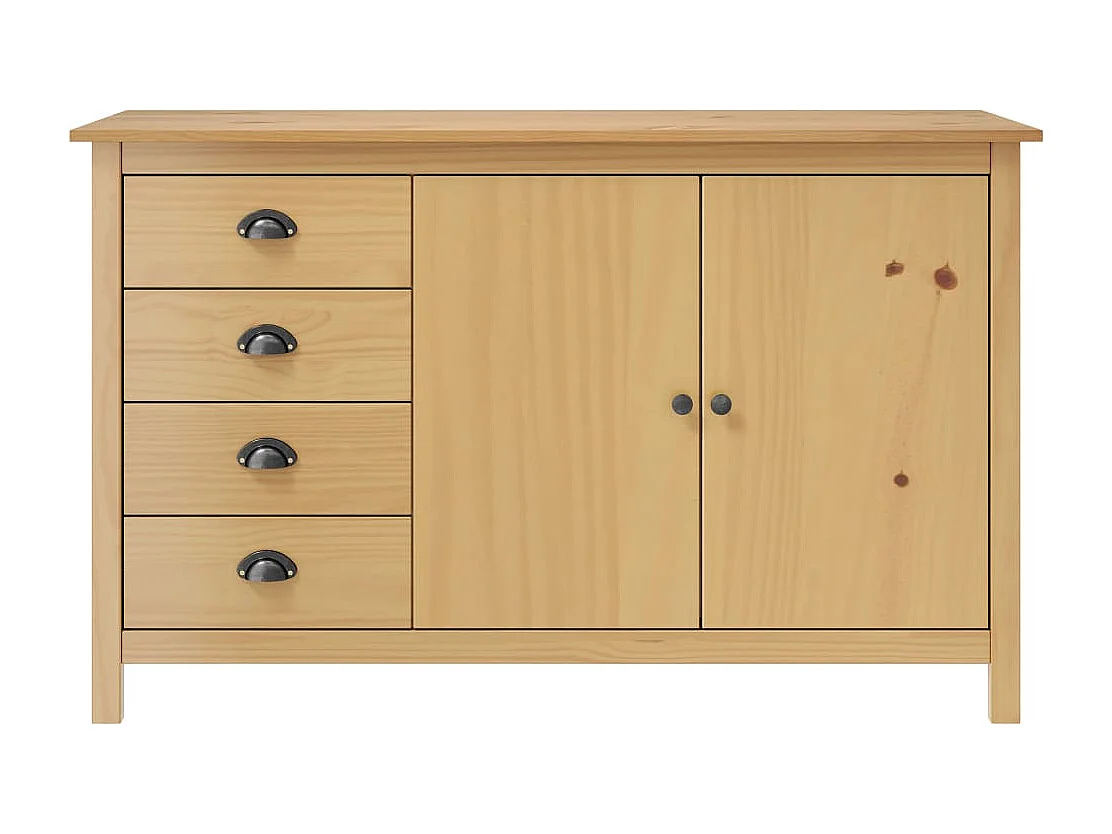 Credenza cassettiera cassettiera mobile contenitore organizer cucina soggiorno salotto Hill 130 x 40 x 80 cm legno massello di pino marrone 02_0035677