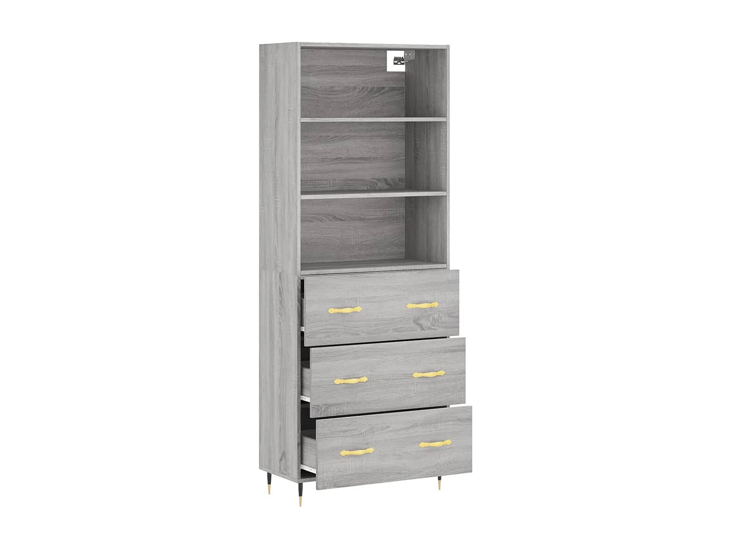 Credenza credenza cassettiera mobile contenitore organizer cucina soggiorno soggiorno alto Sonoma 69,5 x 34 x 180 cm pannelli compositi grigio 02_0035480