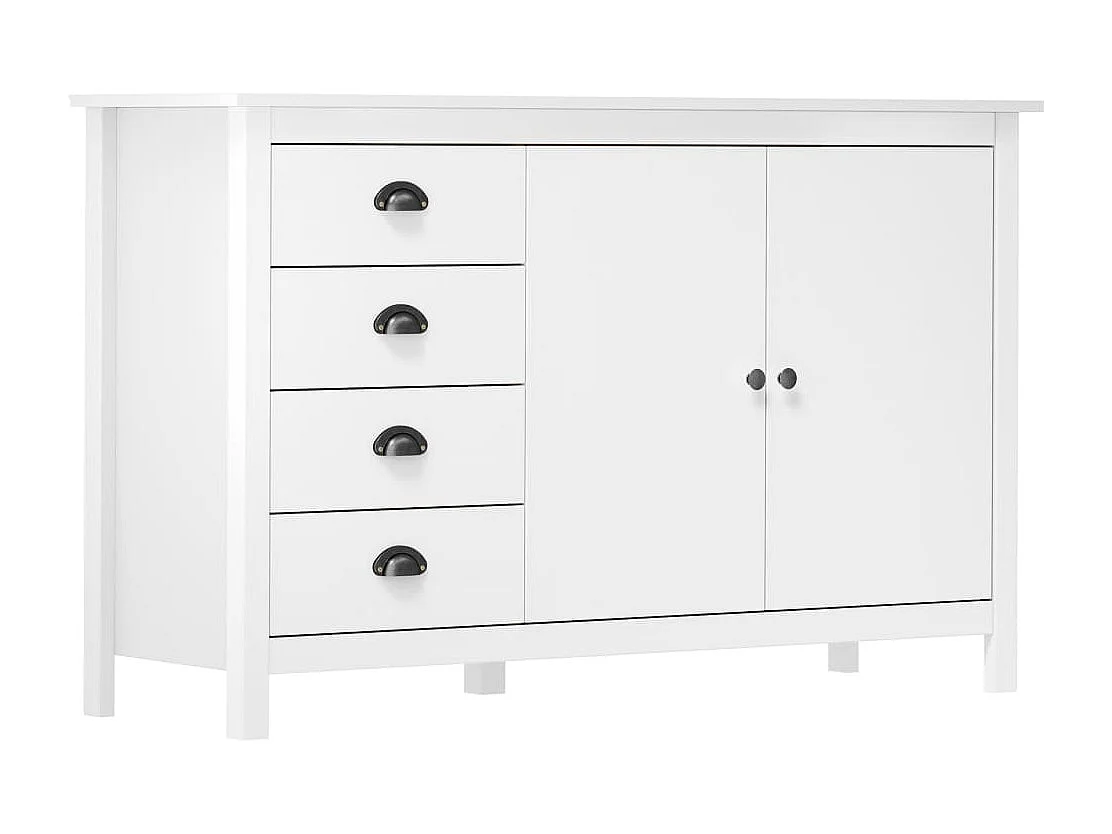 Aparador Buffet cômoda armário organizador cozinha sala Hill 130 x 40 x 80 cm madeira maciça de pinho branco 02_0035666