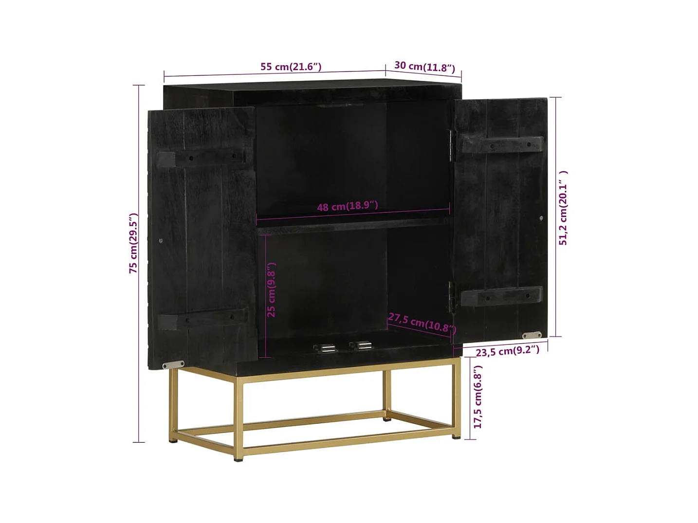 bahut commode armoire noire 2 x 30 x 75 cm 02_0029731