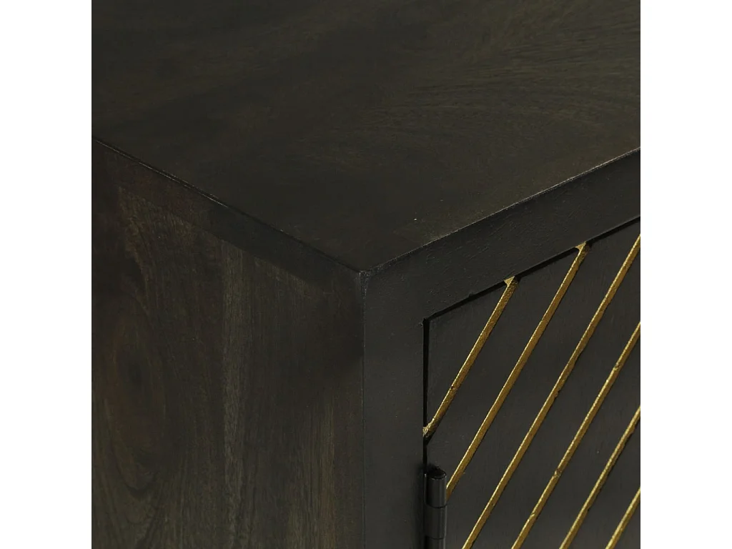 Aparador cômoda armário organizador de unidade cozinha sala sala com 2 portas e dourado 55 x 30 x 75 cm madeira manga preta 02_0029731