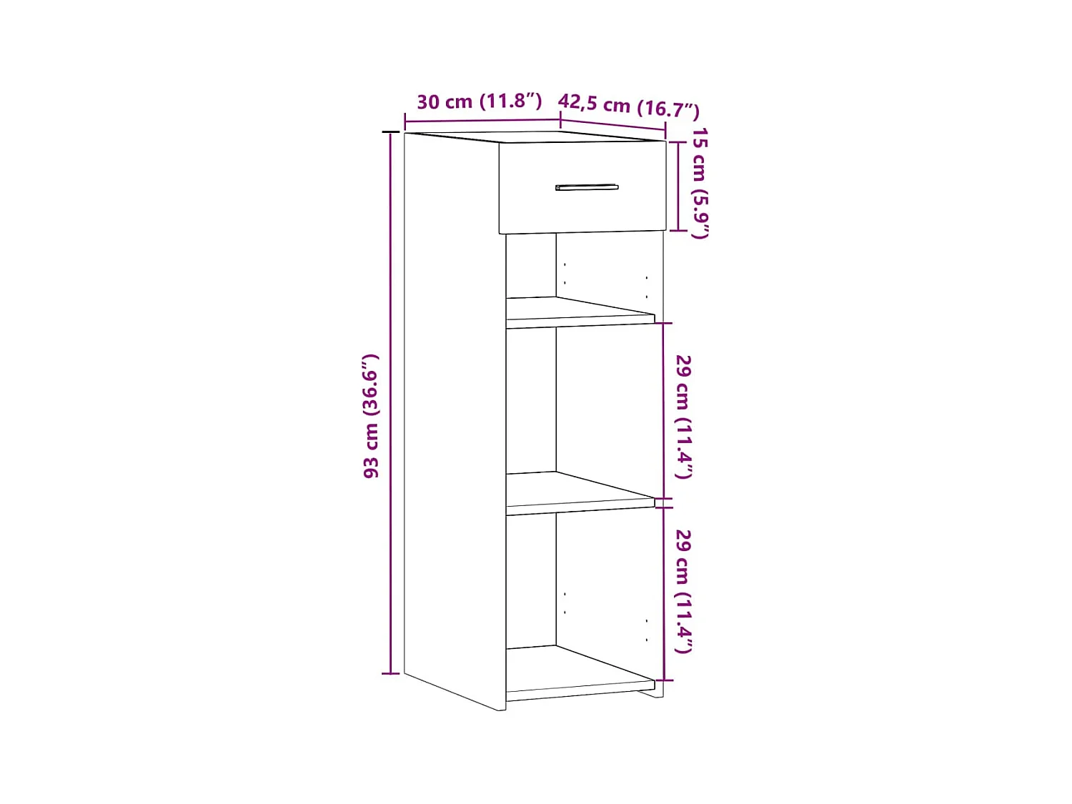 bahut commode armoire bois marron 30 x 42.5 x 93 cm 02_0031505