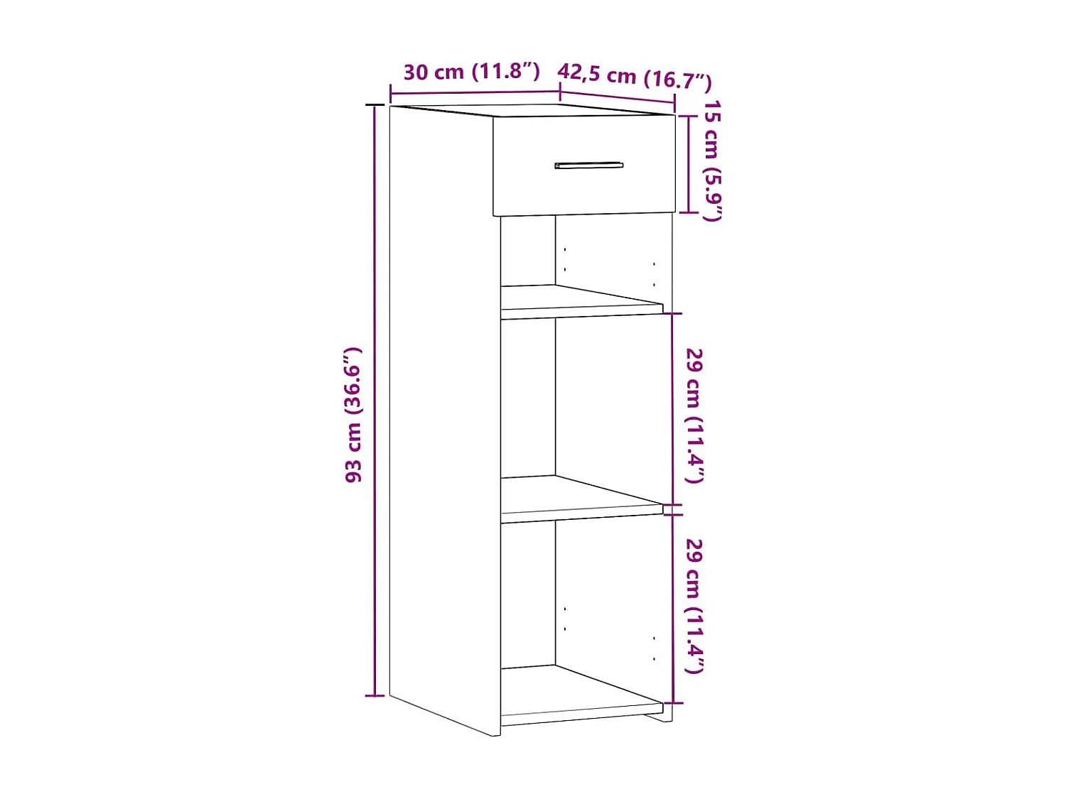 Aparador cómoda cómoda armario mueble organizador cocina salón salón Sonoma 30 x 42,5 x 93 cm madera contrachapada marrón 02_0031505