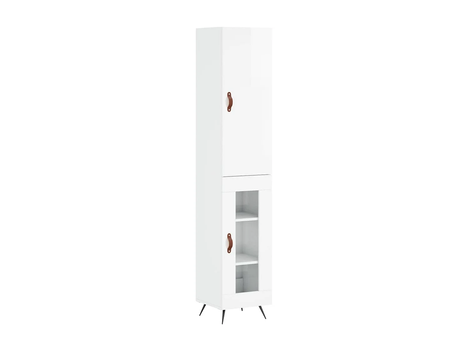 Aparador cómoda cómoda armario mueble organizador cocina salón salón alto brillo 34,5 x 34 x 180 cm madera contrachapada blanco 02_0032859