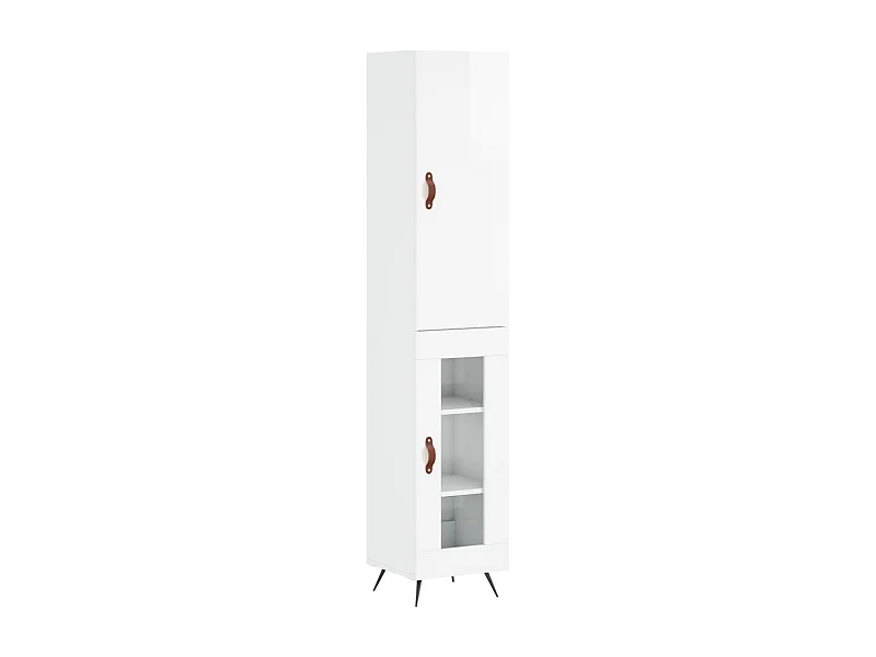 Credenza cassettiera cassettiera mobile contenitore organizer cucina soggiorno soggiorno lucido 34,5 x 34 x 180 cm derivati ​​del legno bianco 02_0032859
