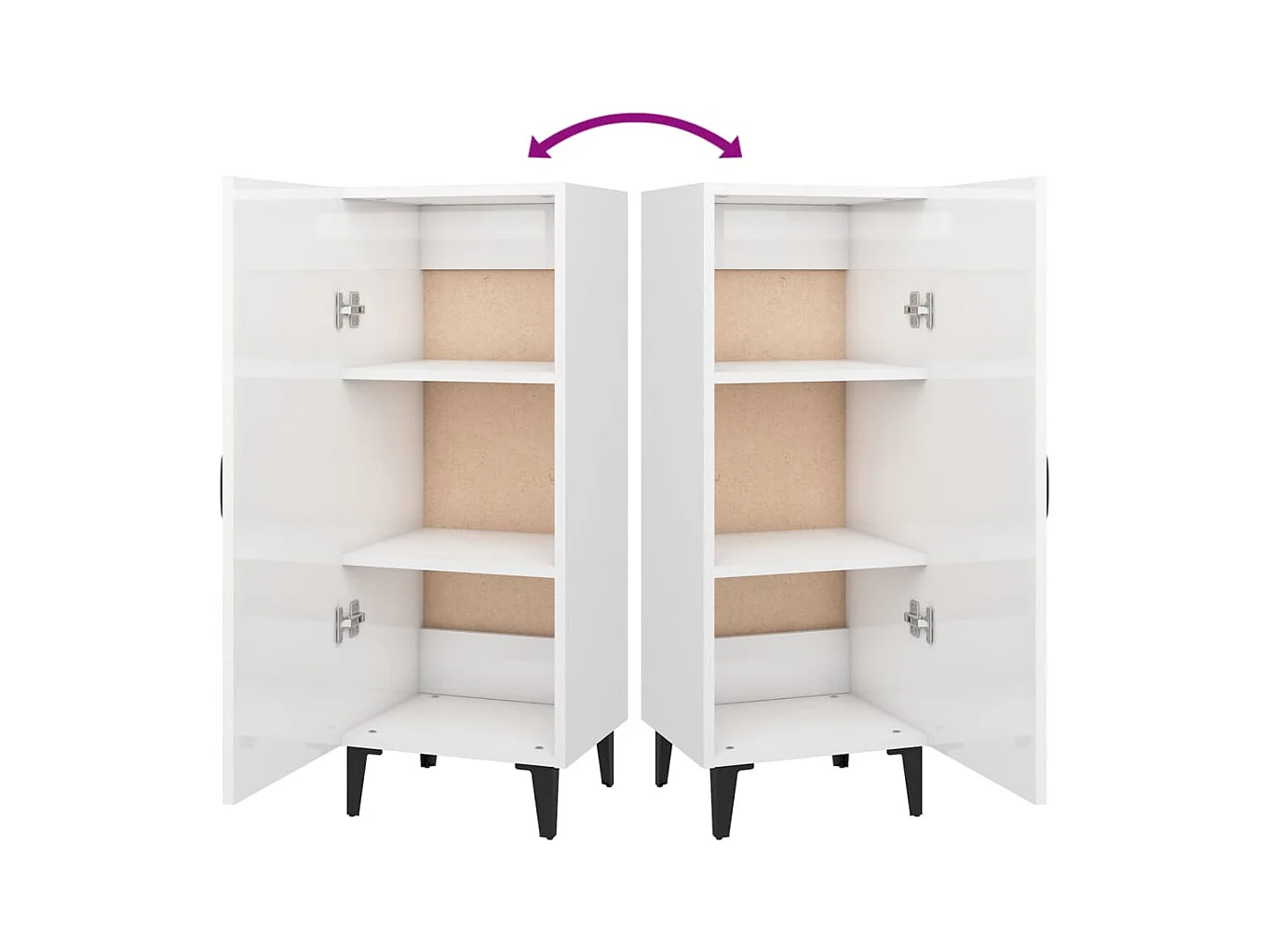 Credenza buffet cassettiera mobile contenitore organizer cucina soggiorno lucido 34,5 x 34 x 90 cm derivati ​​del legno bianco 02_0030599