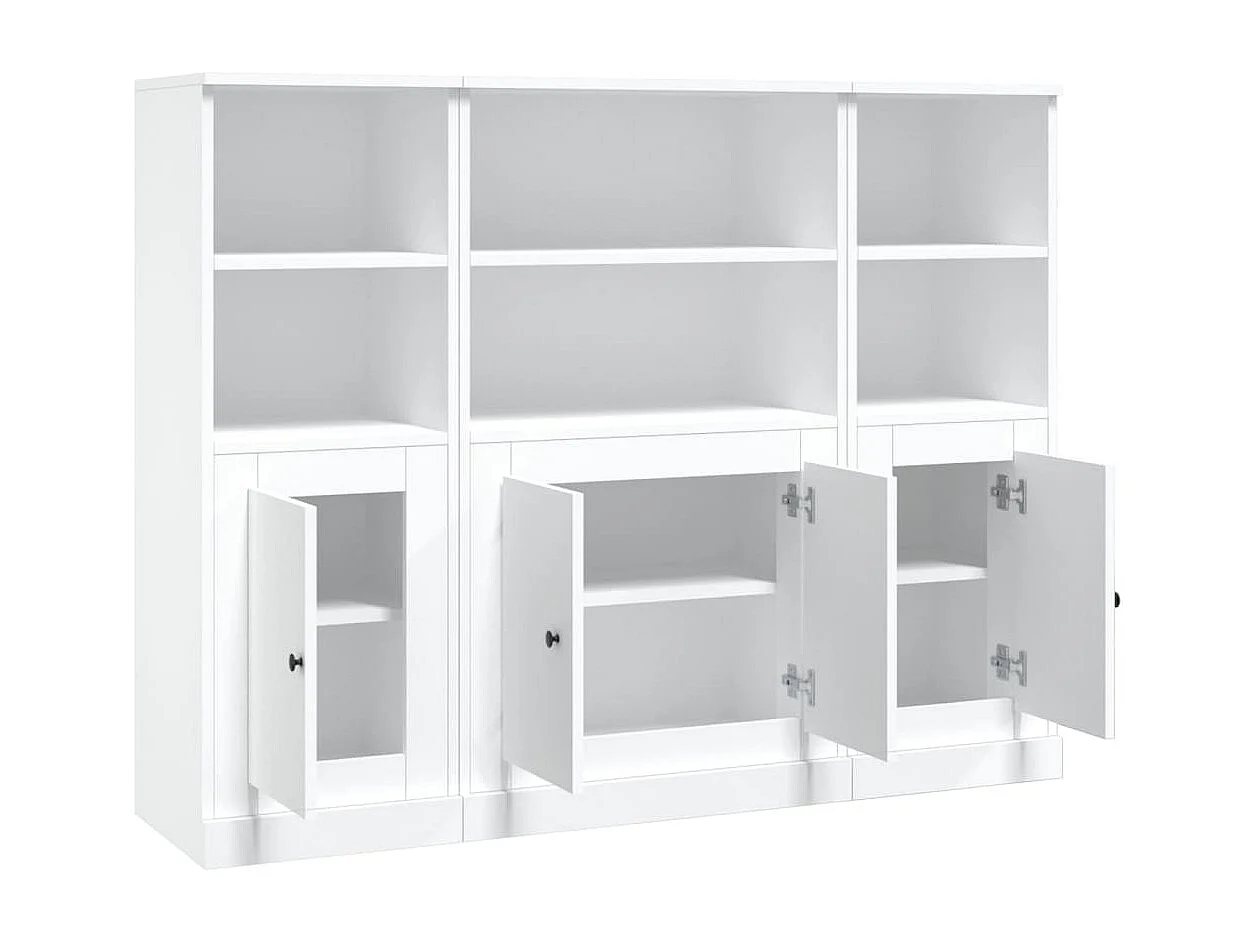 Buffet credenza cassettiera mobile contenitore organizer cucina soggiorno soggiorni 3 pz derivati ​​del legno bianco 02_0036994