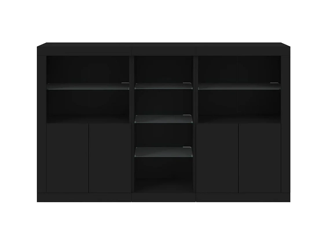 Aparador cómoda cómoda armario mueble organizador cocina salón salón con luces LED 162 x 37 x 100 cm negro 02_0030016
