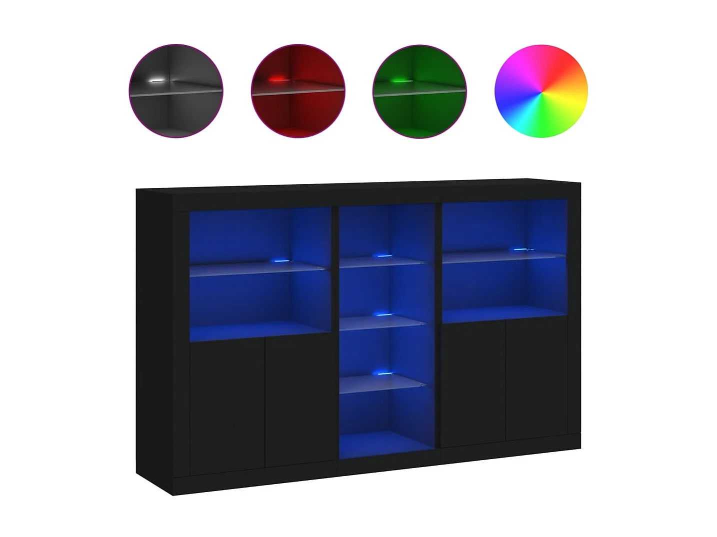 Credenza cassettiera cassettiera mobile contenitore organizer cucina soggiorno soggiorno con luci a LED 162 x 37 x 100 cm nero 02_0030016