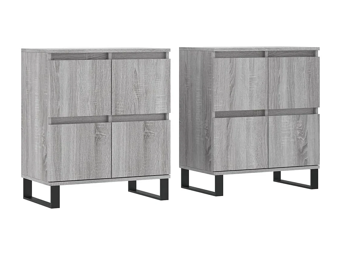 Credenza buffet cassettiera mobile contenitore organizer cucina soggiorno soggiorni set da 2 sonoma pannelli in MDF grigio 02_0036977