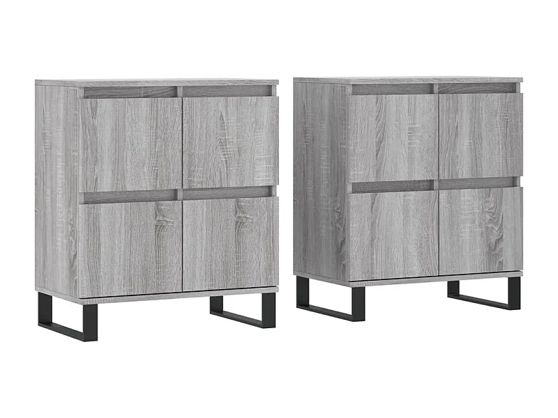 Credenza buffet cassettiera mobile contenitore organizer cucina soggiorno soggiorni set da 2 sonoma pannelli in MDF grigio 02_0036977