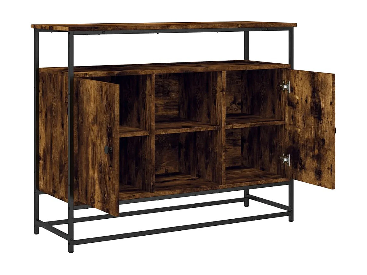 Buffet aparador cômoda armário unidade de armazenamento organizador cozinha sala de estar 100 x 35 x 80 cm madeira trabalhada marrom 02_0030835