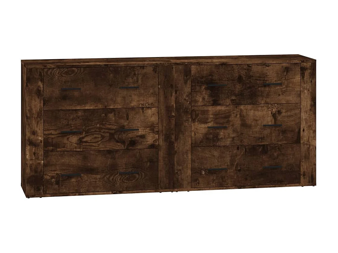 Credenza buffet cassettiera mobile contenitore organizer cucina soggiorno soggiorni set da 2 pannelli in derivati ​​del legno marrone 02_0036753