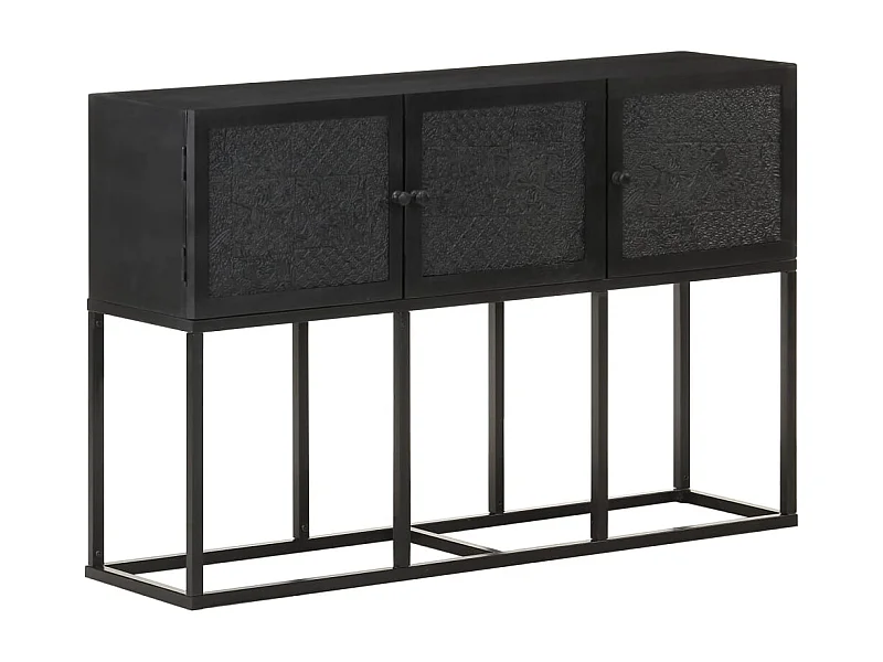 Buffet aparador cômoda armário unidade de armazenamento organizador cozinha sala sala 115 x 30 x 76 cm madeira de mangueira maciça preta 02_0029526