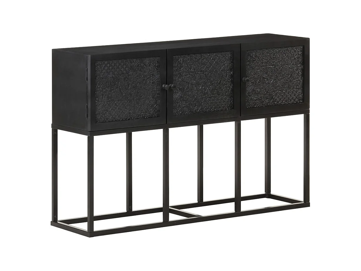 Buffet aparador cômoda armário unidade de armazenamento organizador cozinha sala sala 115 x 30 x 76 cm madeira de mangueira maciça preta 02_0029526