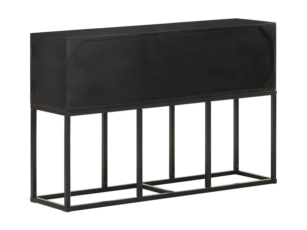 Buffet aparador cômoda armário unidade de armazenamento organizador cozinha sala sala 115 x 30 x 76 cm madeira de mangueira maciça preta 02_0029526