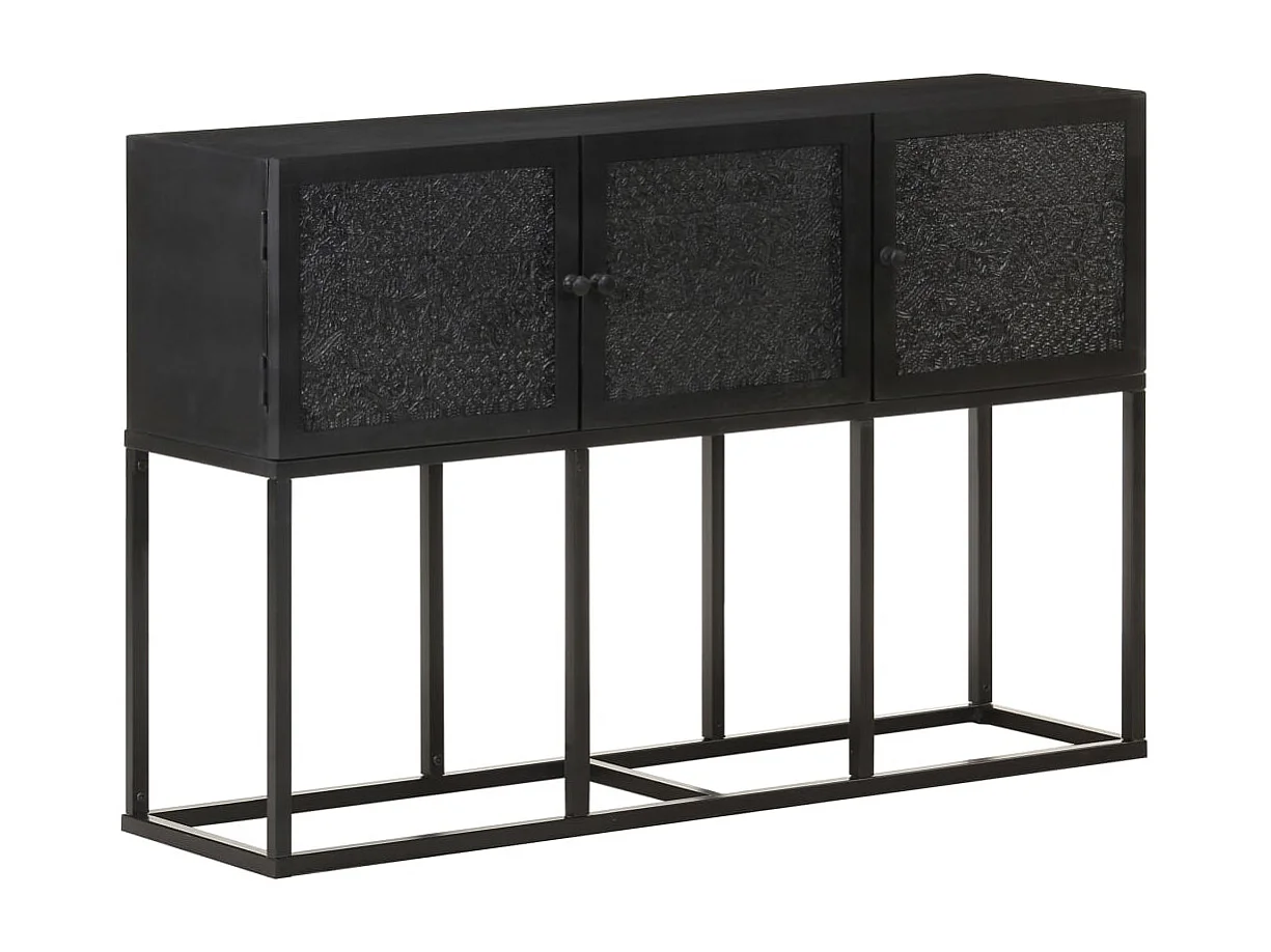 Buffet aparador cômoda armário unidade de armazenamento organizador cozinha sala sala 115 x 30 x 76 cm madeira de mangueira maciça preta 02_0029526