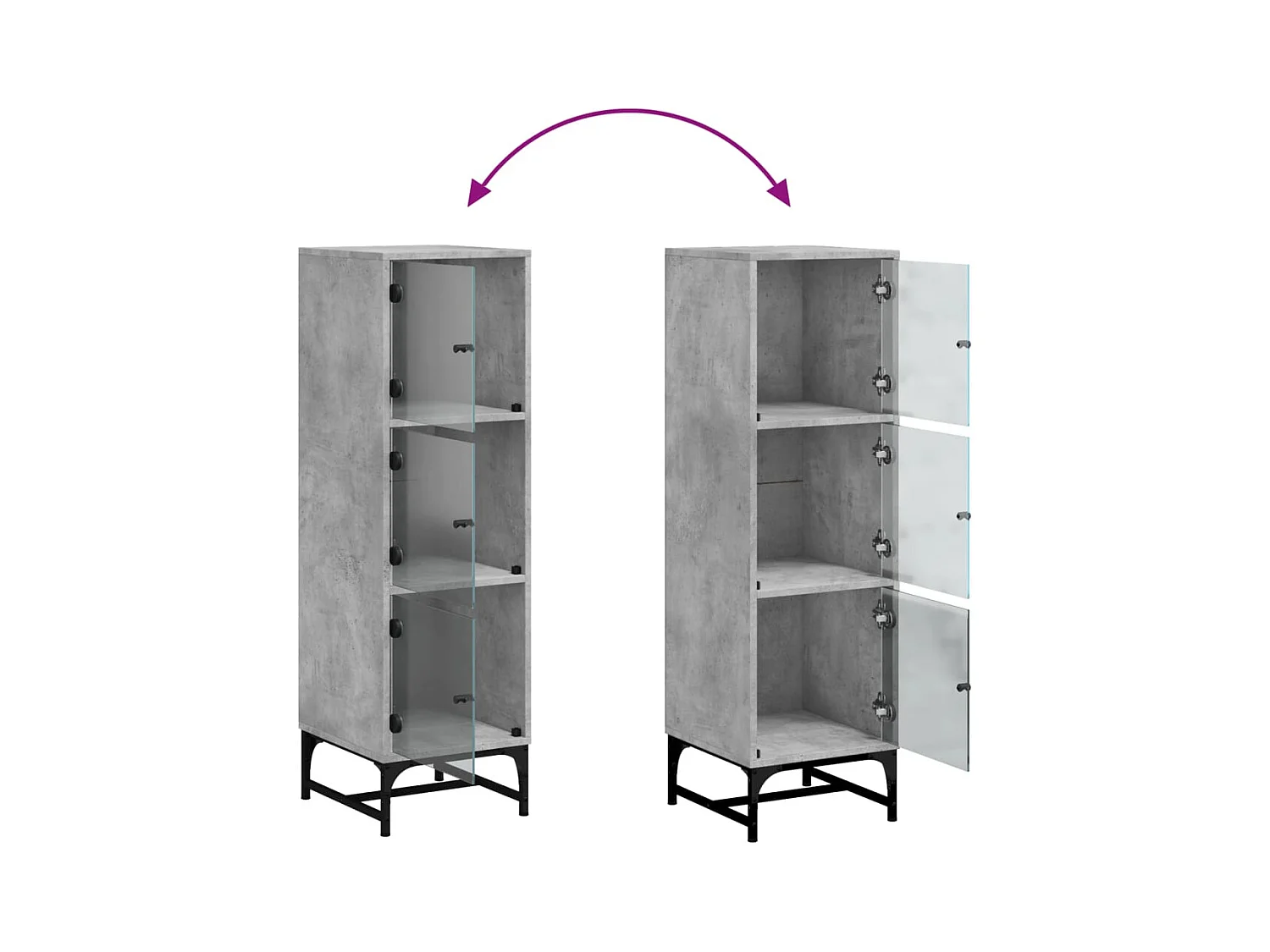 Credenza buffet cassettiera mobile contenitore organizer cucina soggiorno soggiorno con ante in vetro 35 x 37 x 120 cm grigio 02_0030119