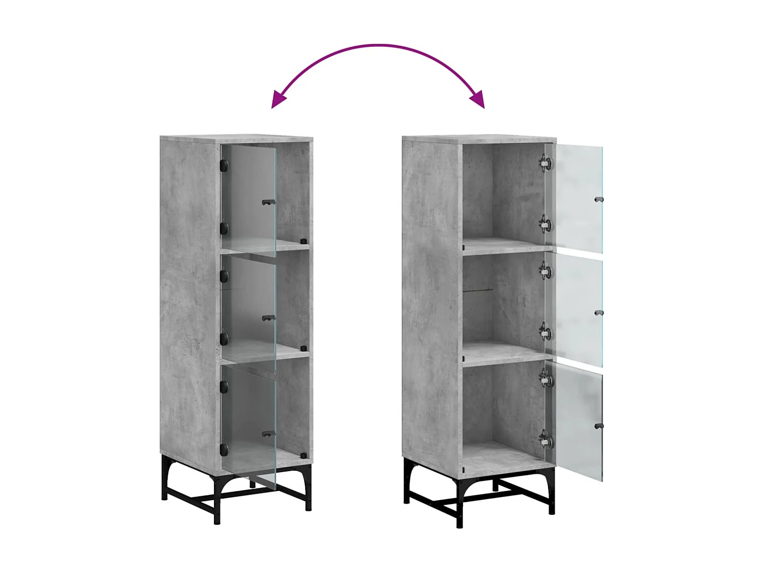 Credenza buffet cassettiera mobile contenitore organizer cucina soggiorno soggiorno con ante in vetro 35 x 37 x 120 cm grigio 02_0030119