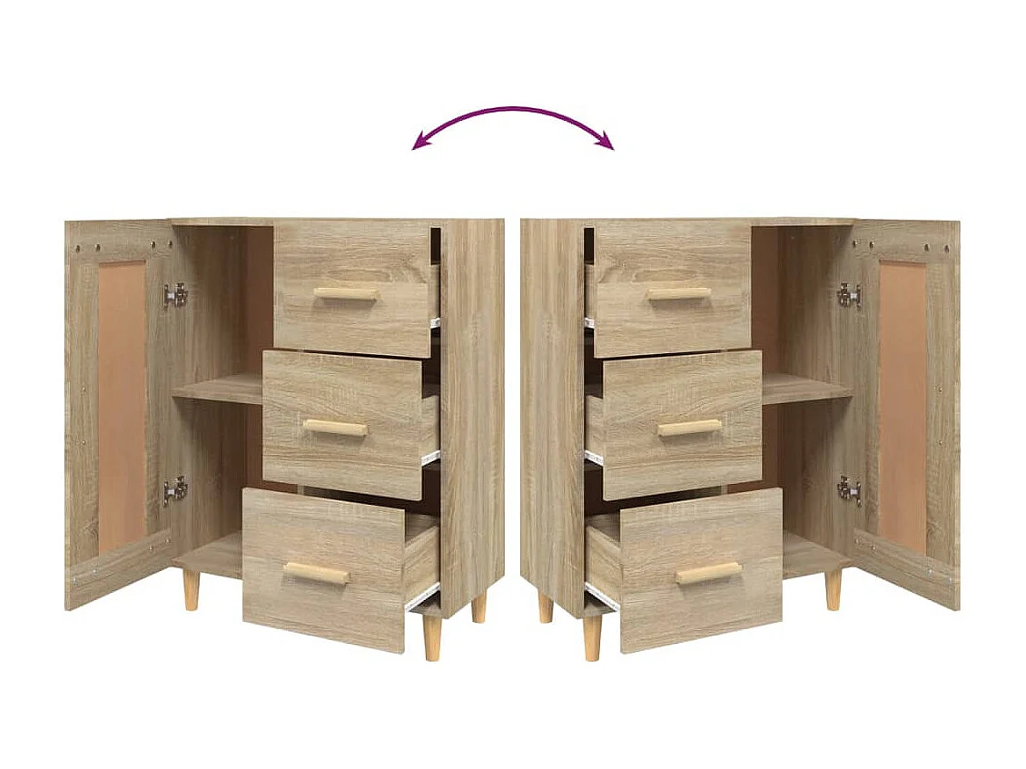 Aparador aparador cômoda armário organizador cozinha sala sala Sonoma 69,5 x 34 x 90 cm madeira trabalhada marrom 02_0031647