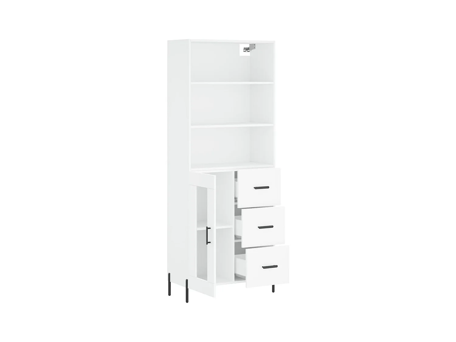 Credenza buffet cassettiera mobile contenitore organizer cucina soggiorno soggiorno alto 69,5 x 34 x 180 cm derivati ​​del legno bianco 02_0032618