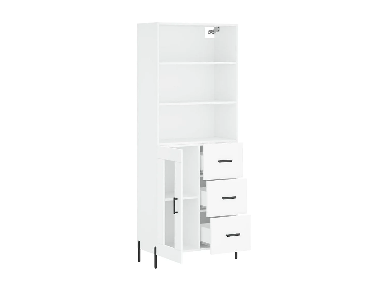 Credenza buffet cassettiera mobile contenitore organizer cucina soggiorno soggiorno alto 69,5 x 34 x 180 cm derivati ​​del legno bianco 02_0032618