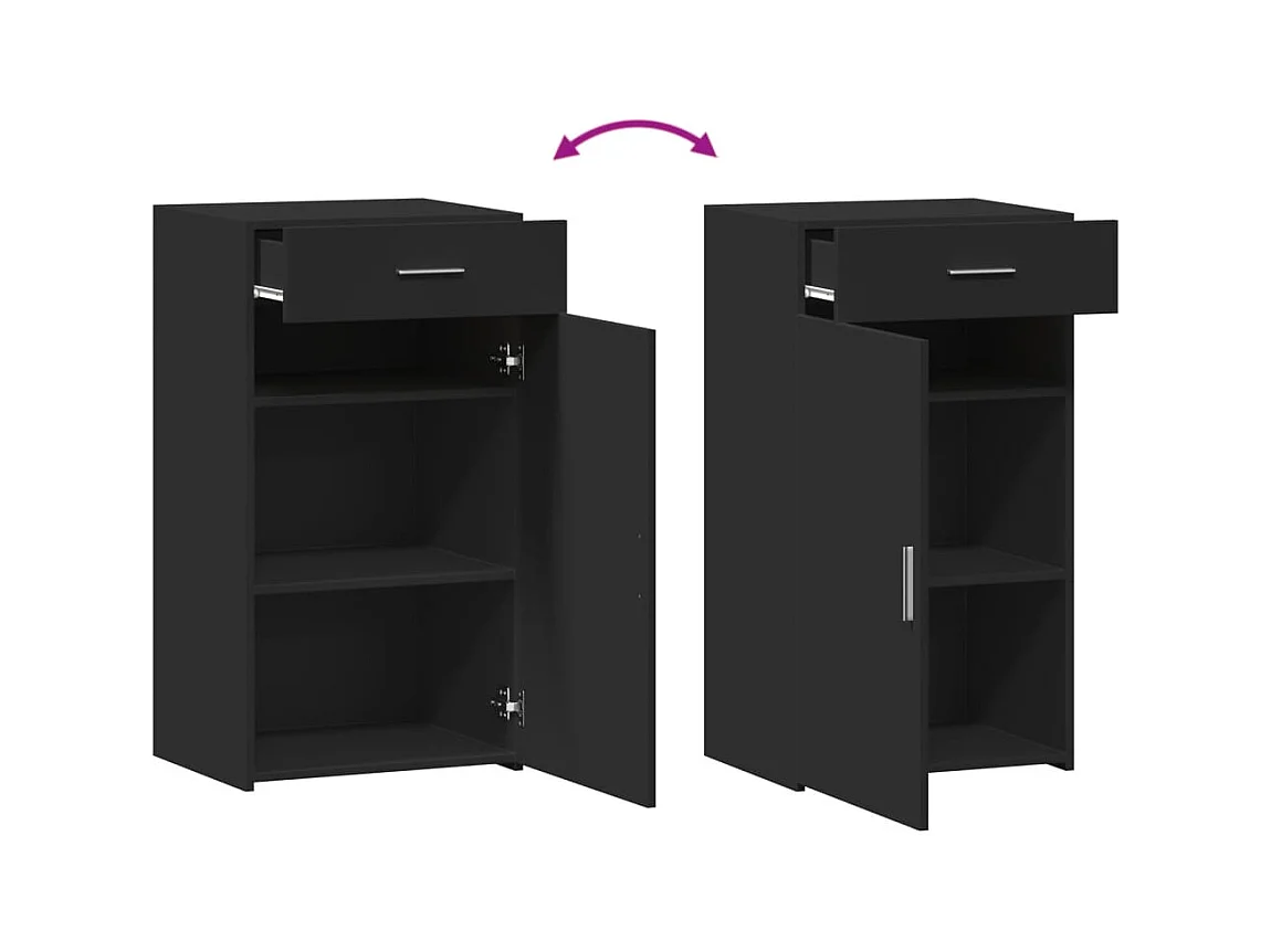 Credenza buffet cassettiera mobile contenitore organizer cucina soggiorno soggiorno 50 x 42,5 x 93 cm multistrato nero 02_0035950