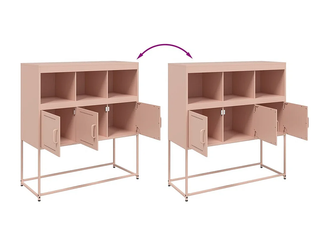 Credenza cassettiera cassettiera mobile contenitore organizer cucina soggiorno soggiorno 100,5 x 39 x 107 cm acciaio Rosa 02_0036191