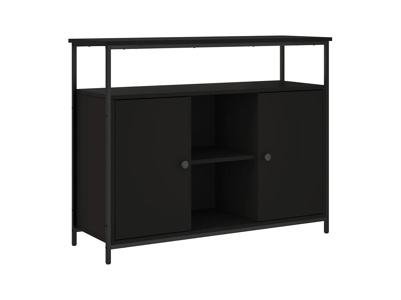 Credenza buffet cassettiera mobile contenitore organizer cucina soggiorno soggiorno 100 x 35 x 80 cm multistrato nero 02_0035798