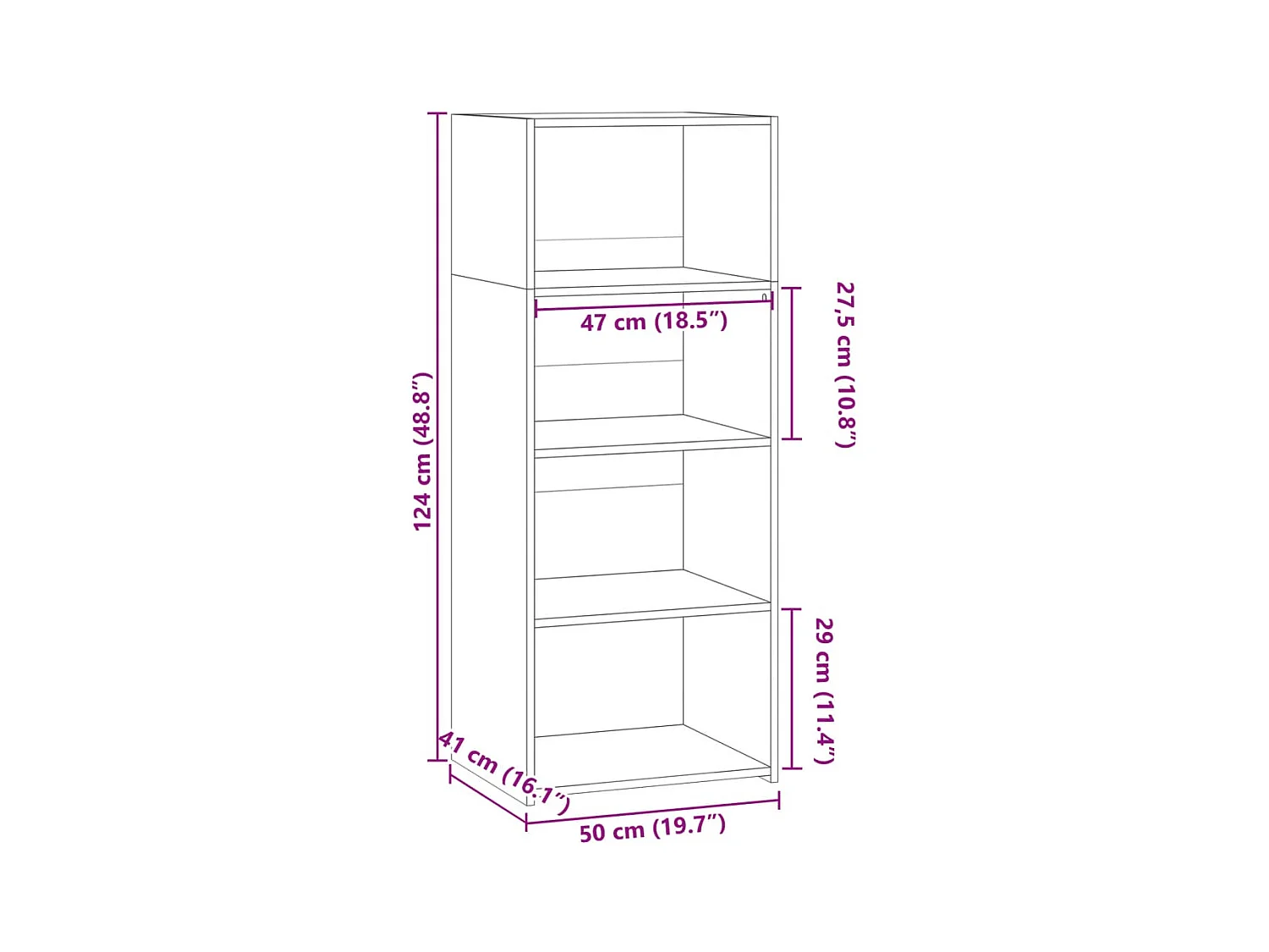 bahut commode armoire bois marron 50 x 41 x 124 cm 02_0035370