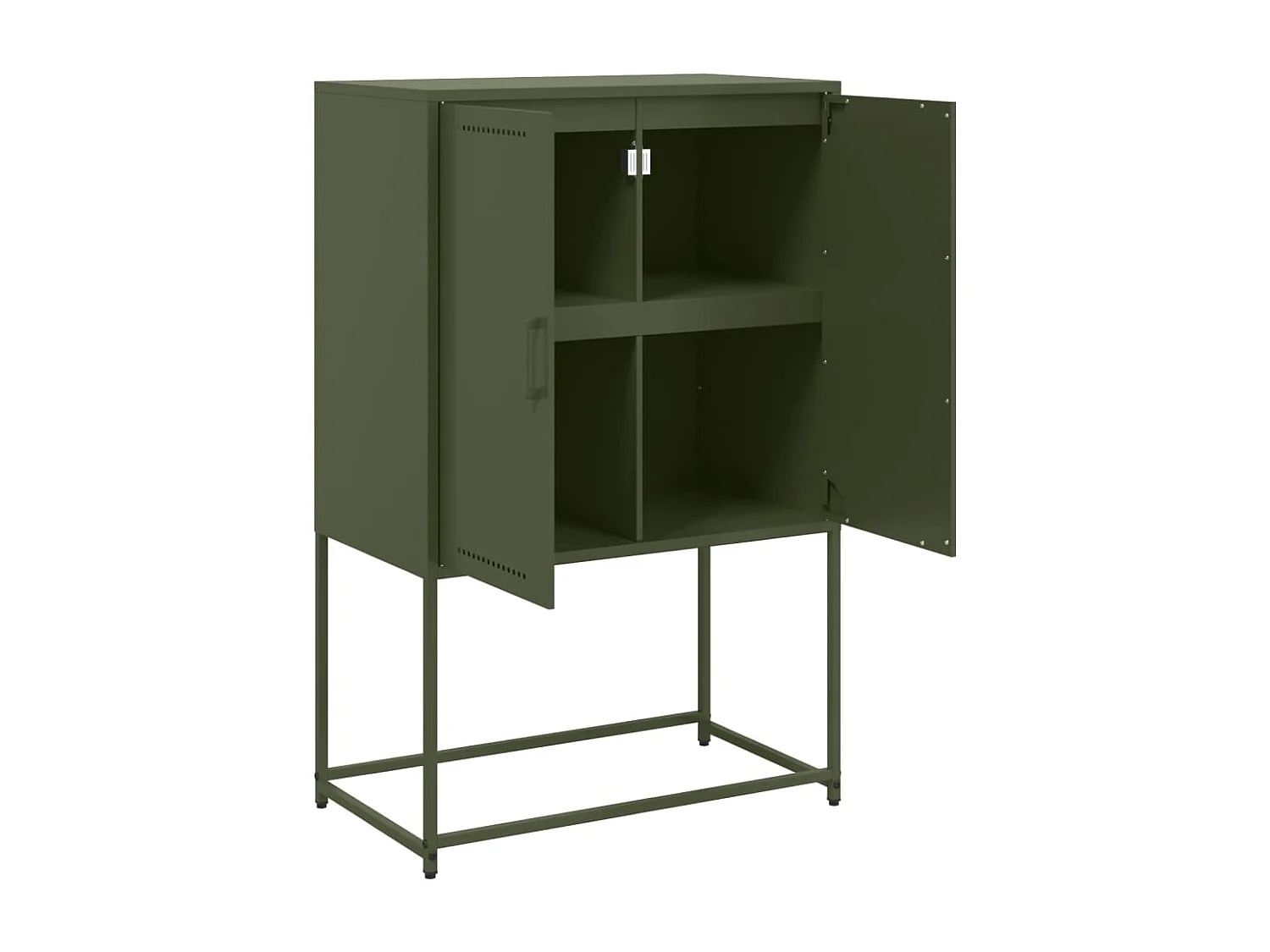 Aparador buffet cómoda armario mueble organizador cocina salón salón alto oliva 68,5 x 38,5 x 107 cm acero verde 02_0035643