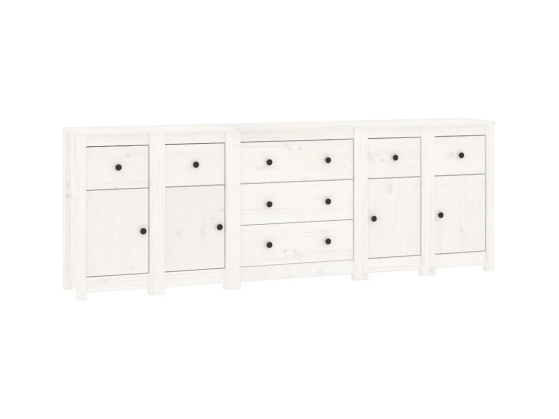 bahut commode armoire bois blanche 230 x 35 x 80 cm 02_0030217