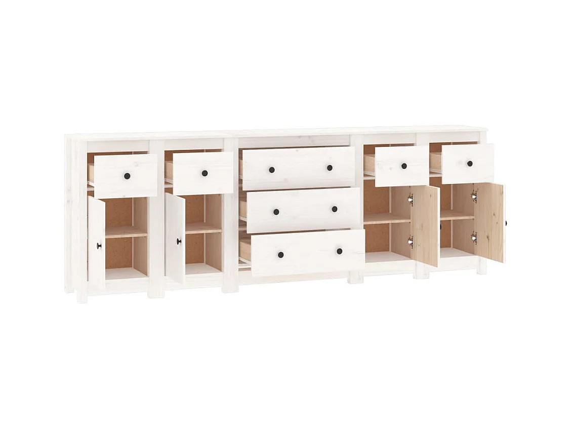 bahut commode armoire bois blanche 230 x 35 x 80 cm 02_0030217