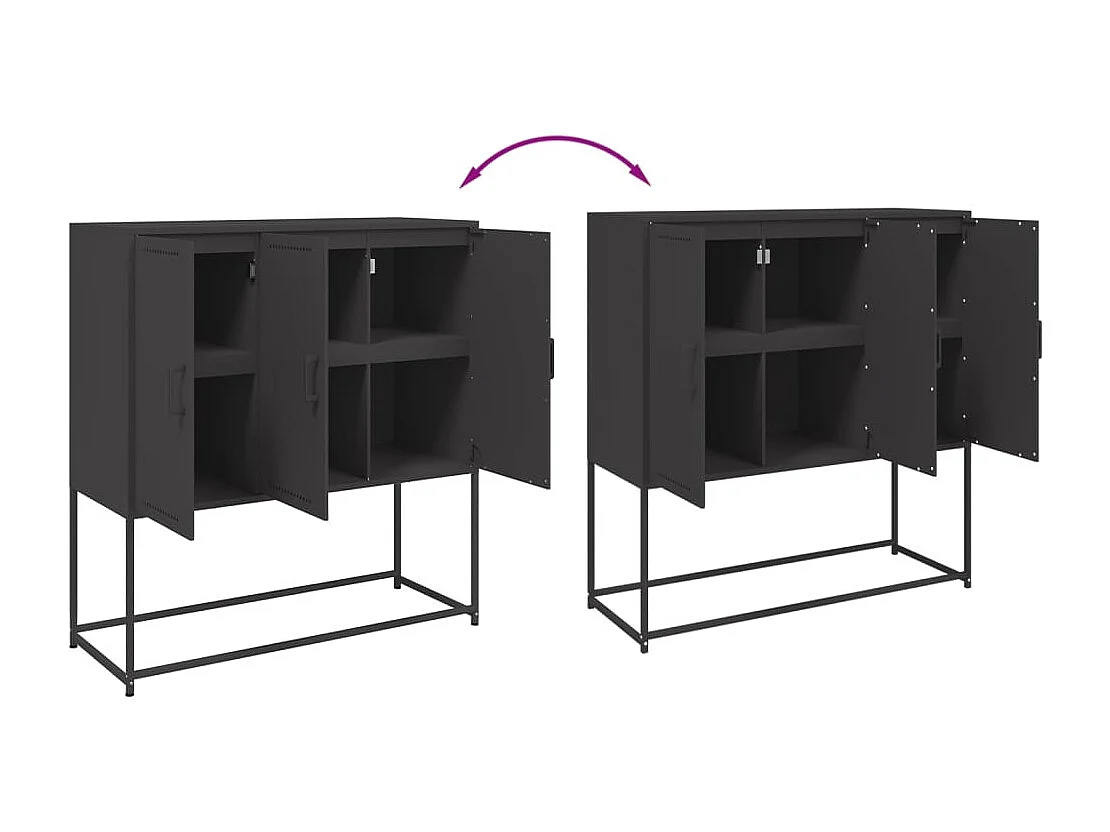 Credenza buffet cassettiera mobile contenitore organizer cucina soggiorno soggiorno alto 100,5 x 39 x 107 cm acciaio nero 02_0034761