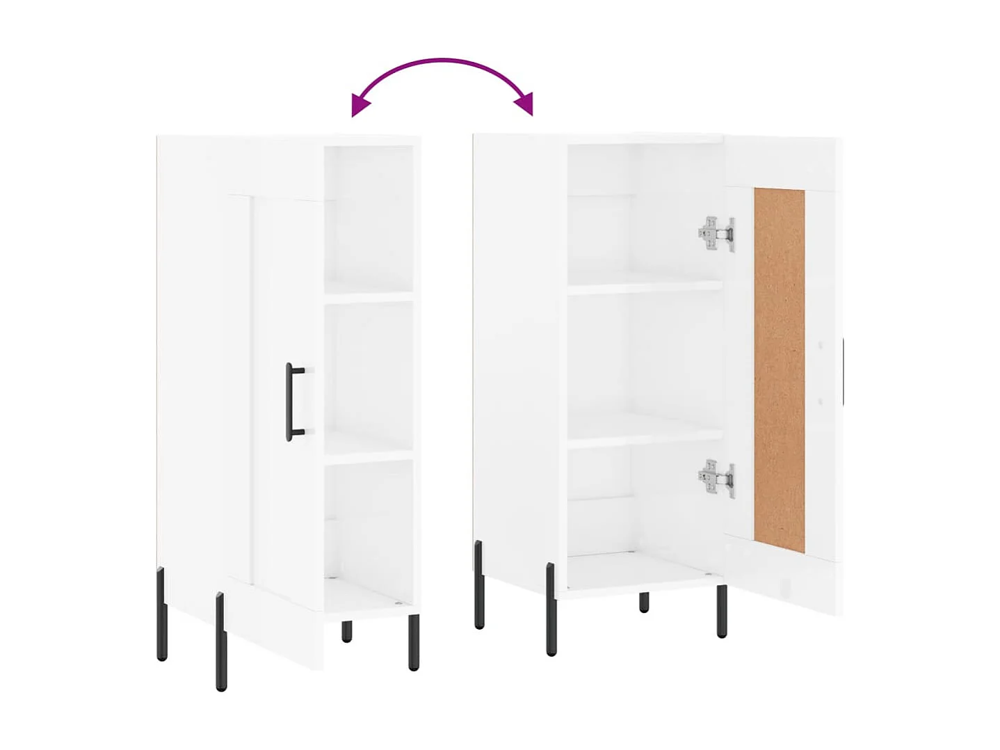 Aparador buffet cómoda armario mueble organizador cocina salón brillante 34,5 x 34 x 90 cm madera contrachapada blanco 02_0030605