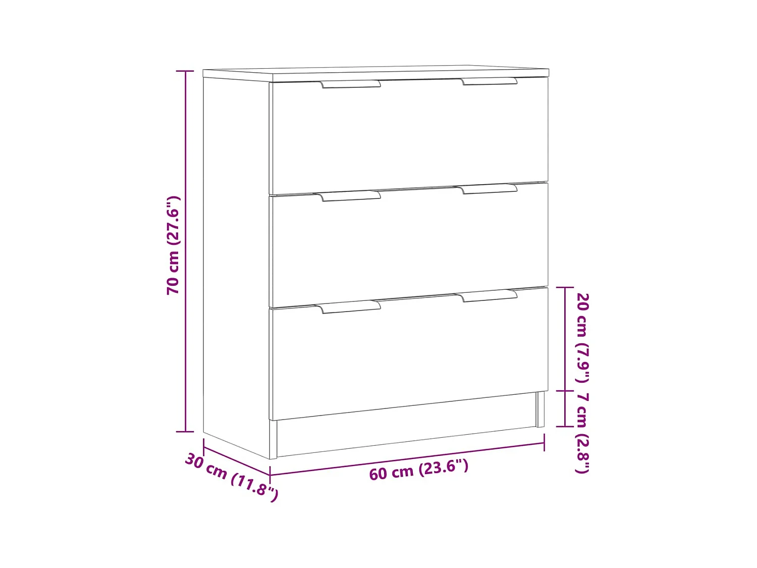 Credenza buffet cassettiera mobile contenitore organizer cucina soggiorno stanza dei bricolage 60 x 30 x 70 cm derivati ​​del legno marrone 02_0030813