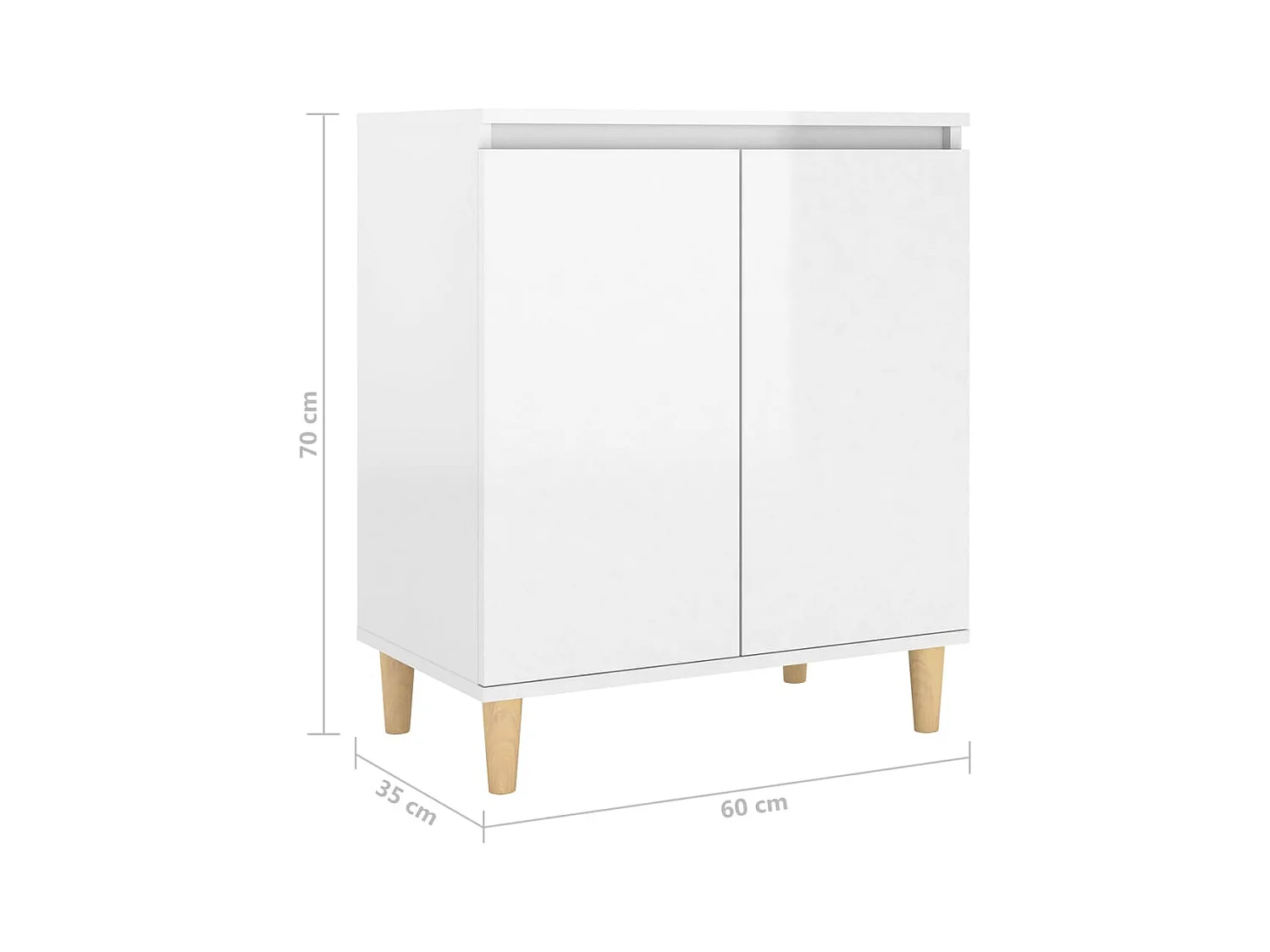 Aparador Cómoda Cómoda Mueble de Almacenamiento Organizador Cocina Salón Salón con Patas de Madera Brillantes Madera Contrachapada Blanca 02_0030088