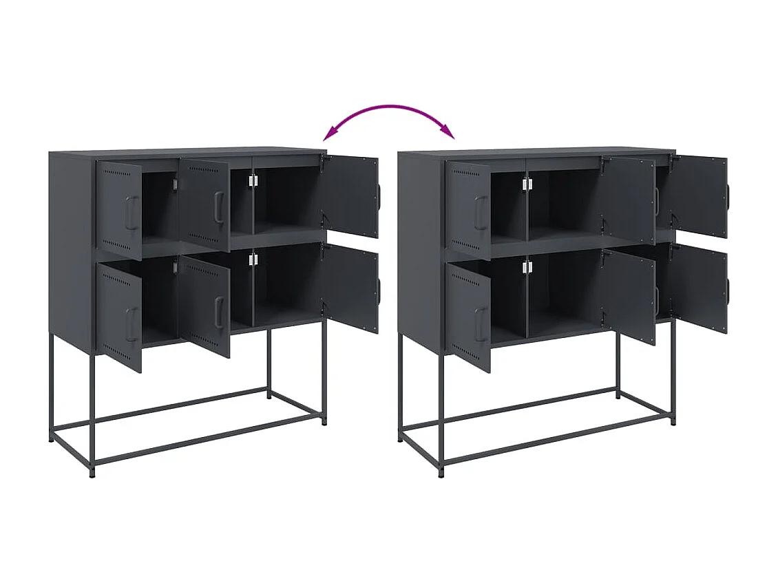 Credenza cassettiera armadio contenitore organizer cucina soggiorno soggiorno 100,5 x 39 x 107 cm acciaio antracite 02_0029683