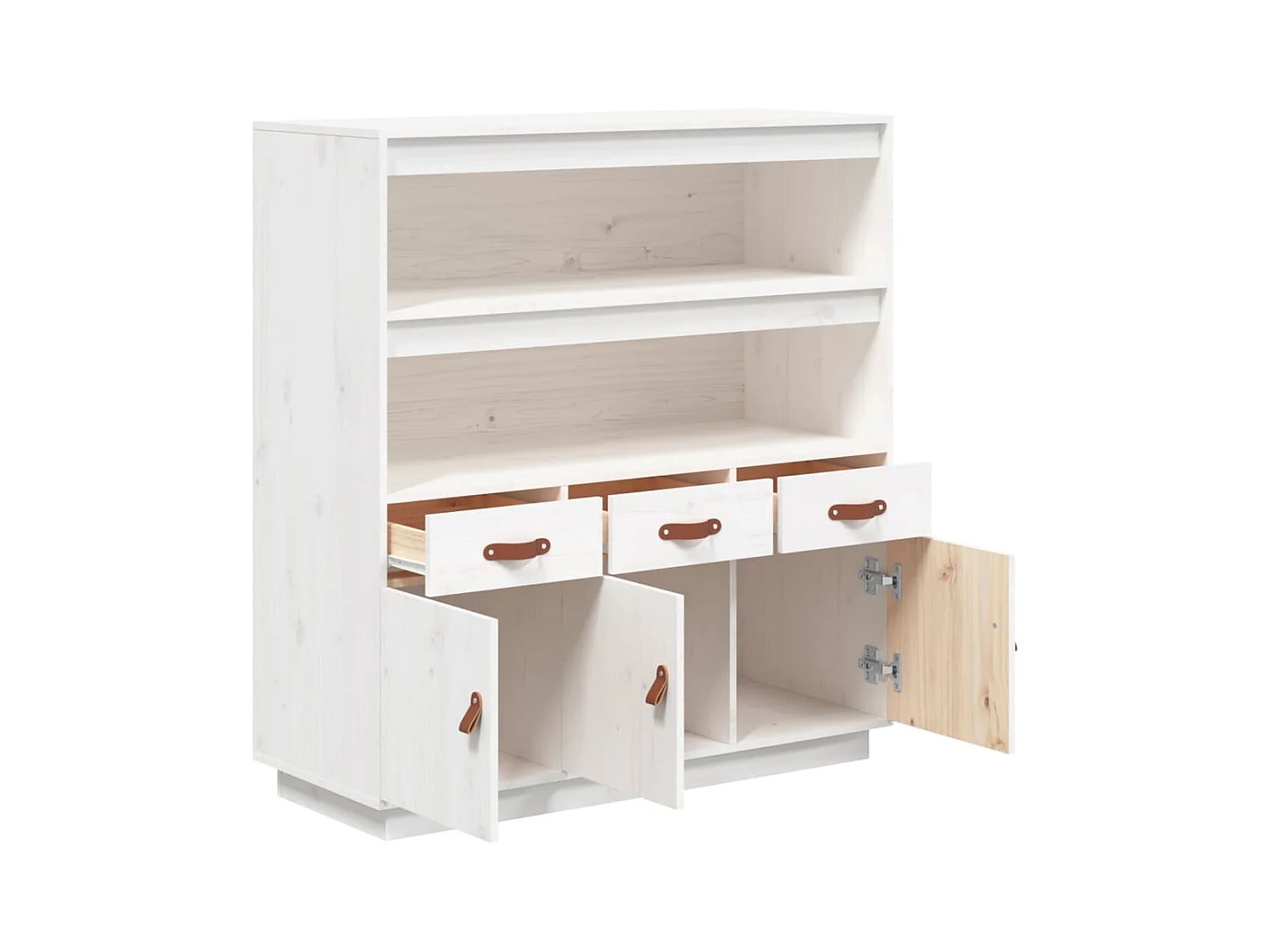 Aparador cómoda armario mueble organizador cocina salón salón alto 100 x 40 x 108,5 cm madera maciza de pino blanco 02_0032252