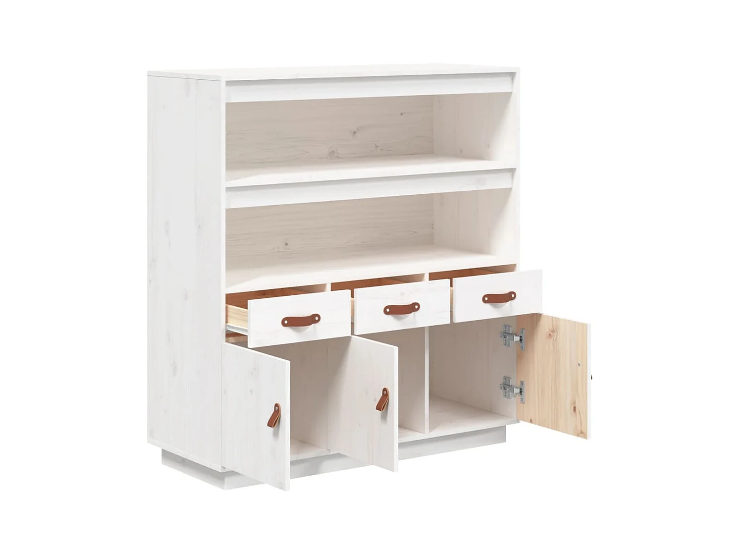 Aparador cómoda armario mueble organizador cocina salón salón alto 100 x 40 x 108,5 cm madera maciza de pino blanco 02_0032252