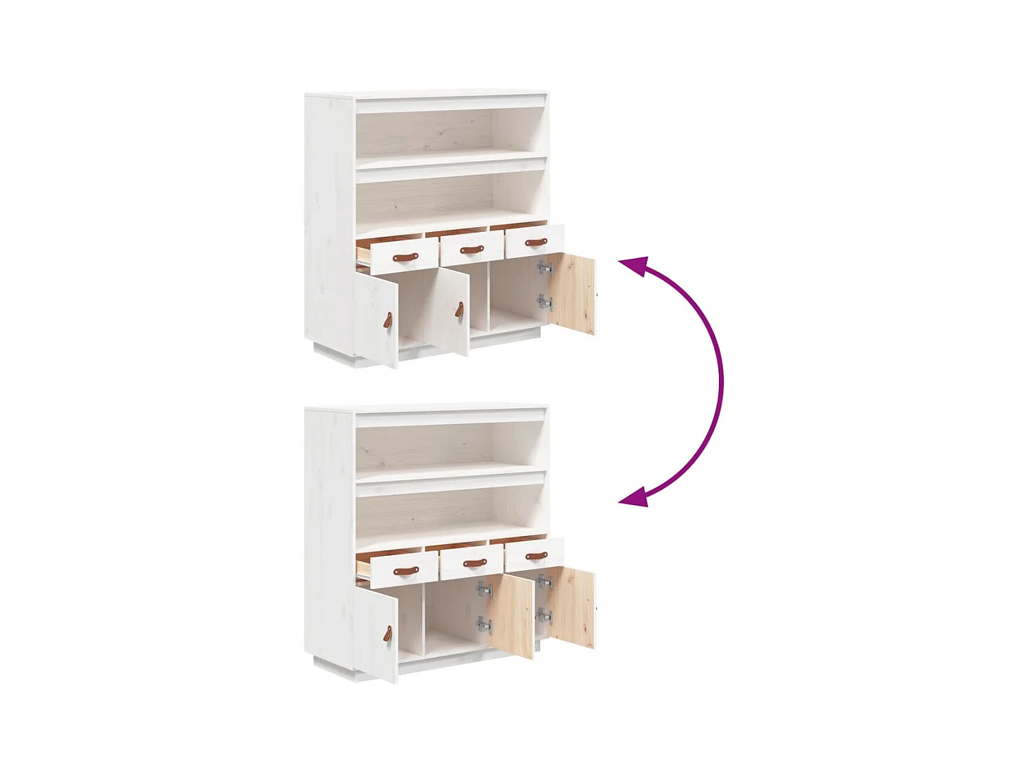 Aparador cómoda armario mueble organizador cocina salón salón alto 100 x 40 x 108,5 cm madera maciza de pino blanco 02_0032252