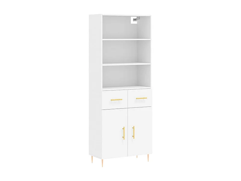 Buffet credenza cassettiera mobile contenitore organizer cucina soggiorno soggiorno alto 69,5 x 34 x 180 cm derivati ​​del legno bianco 02_0032600