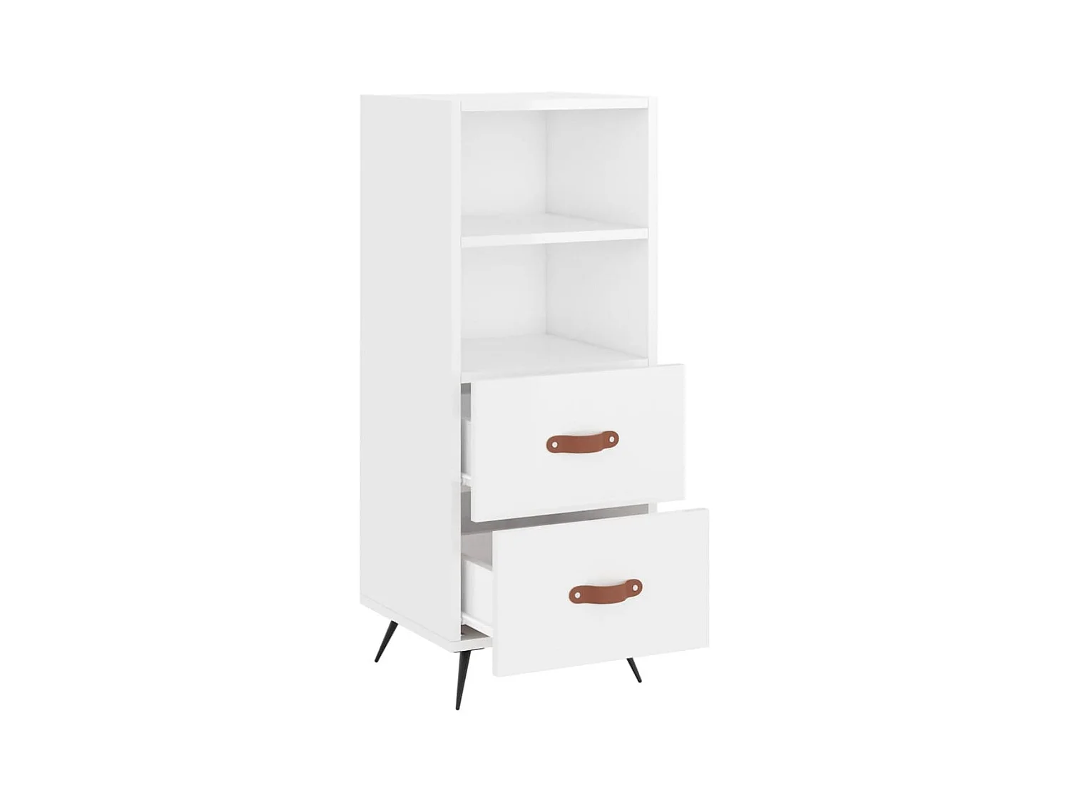 Aparador cómoda cómoda armario mueble organizador cocina salón brillante 34,5 x 34 x 90 cm madera contrachapada blanco 02_0030607