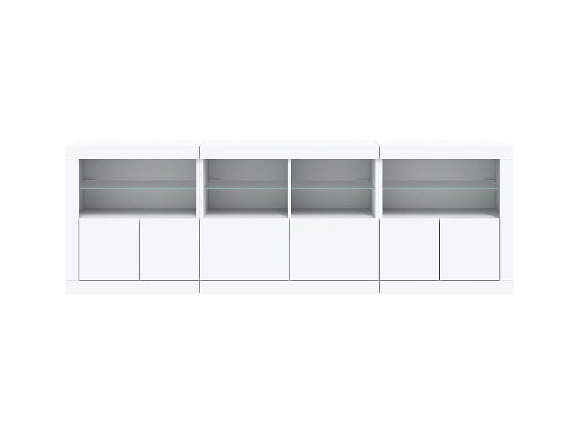 Aparador cómoda cómoda armario mueble organizador cocina salón salón con luces LED 202 x 37 x 67 cm blanco 02_0029843