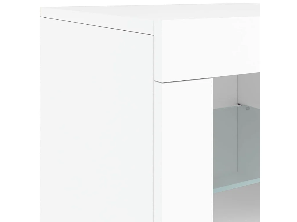 Aparador cómoda cómoda armario mueble organizador cocina salón salón con luces LED 202 x 37 x 67 cm blanco 02_0029843