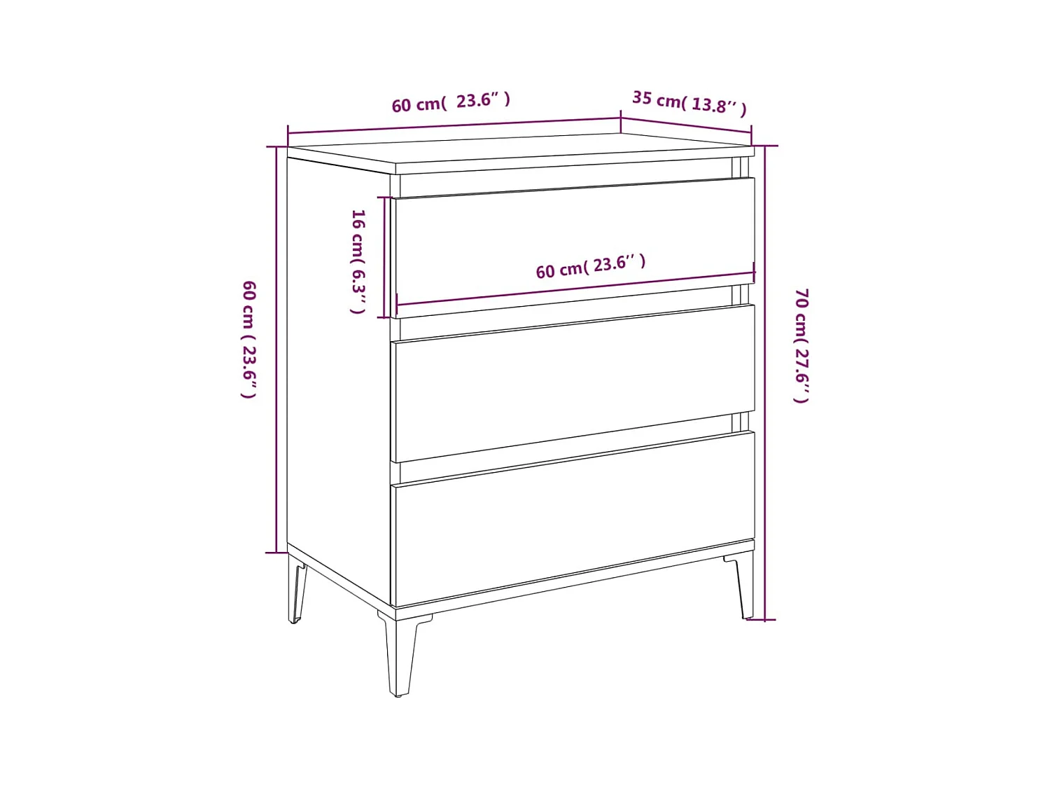 Aparador cómoda cómoda armario mueble organizador cocina salón salón Sonoma 60 x 35 x 70 cm madera contrachapada marrón 02_0031615